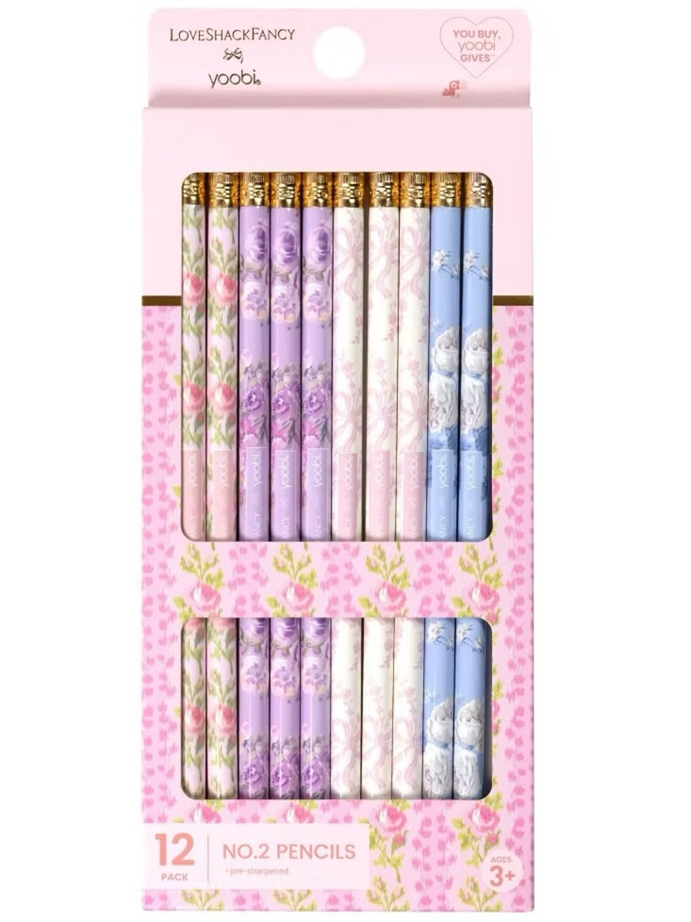 Love Shack Fancy x Target Yoobi Pencils Macaroon Blooming Coquette Bow Pink Blue